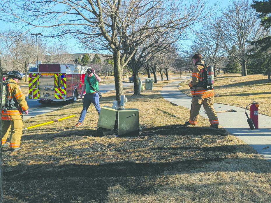 The North Sioux City Fire Department responded to a small fire that happened near Dakota Dunes Boulevard and StoneyBrook Suites Assisted Living on March 10, 2025. Photo by Kelly Riibe • times2reporter@gmail.com