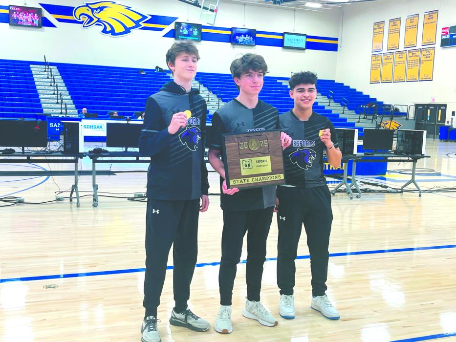 The trio playing Rocket League were unstoppable throughout the 2024/25 esports season. They earned state championship status in Aberdeen, from left : Ben Phillips, Isaac Klemme, and Bryan Cardona. Submitted photo