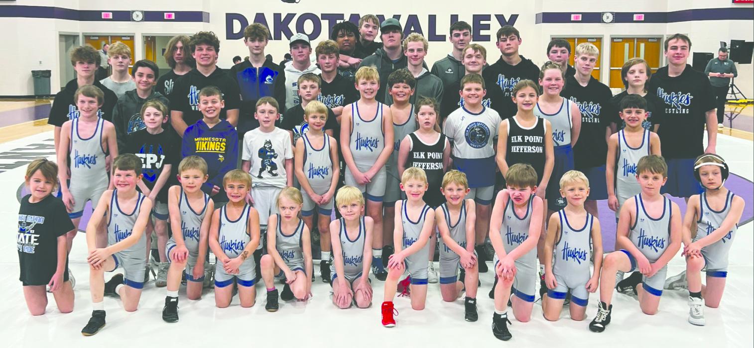 Elk Point-Jefferson brought their high school squad and youth wrestling club to Dakota Valley on Tuesday, February 11, 2025. Photo submitted