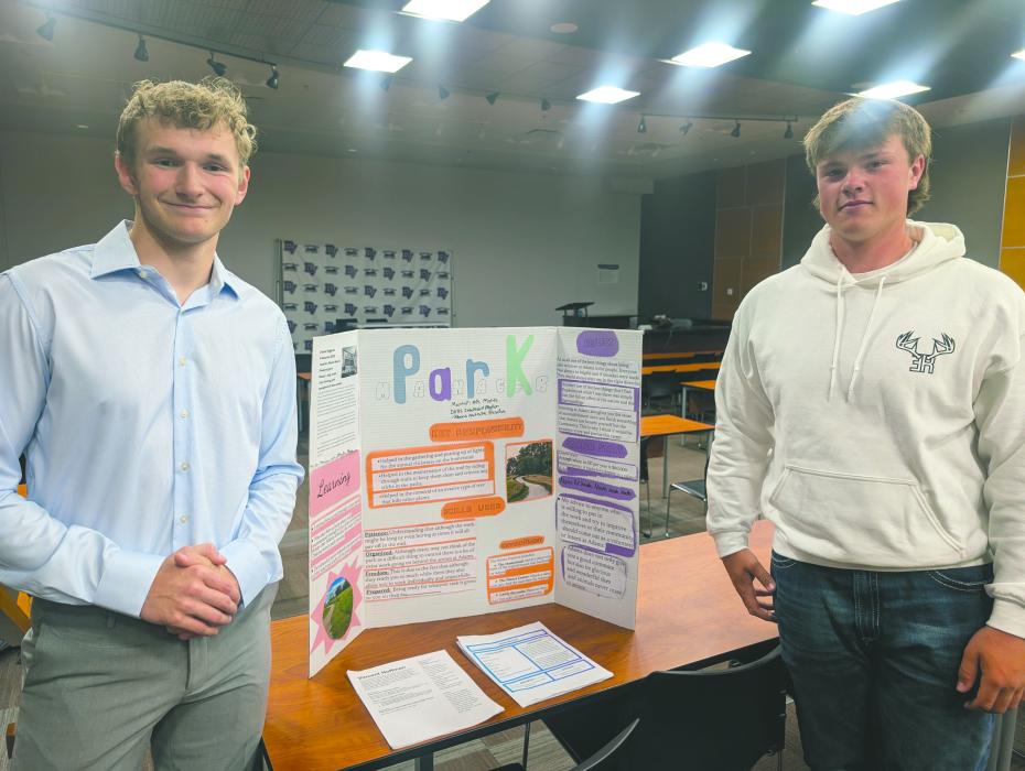 Juniors Eston Monical and Vincent Hoffman interned at the Adams Nature Preserve in 2025. They discussed their duties and future goals on May 7, 2025. From left: Eston Monical, and Vincent Hoffman. Photo by Kelly Riibe • times2reporter@gmail.com