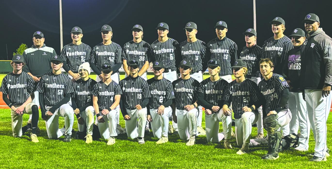 The 2025 spring DV baseball varsity squad qualified for the state tournament on May 21, 2025. Back row from left: Assistant Coach Cory Carter, Grady Ramos, Vincent Hoffman, Will Schnabel, Drew Lukken, Jake Carter, Luke Bruns, Tate Cornelsen, Sterling Schauff, Assistant Caleb Deist, and Head Coach Rob Augustine. Front row from left: Jackson Shoulders, Vaughn Hoffman, Cam Curry, Jack Jones, Ethan Seaton, Tyler Kloucek, Noah Graham, Jack Pick, Brady Weaver, and Jack Wiese. Submitted photo