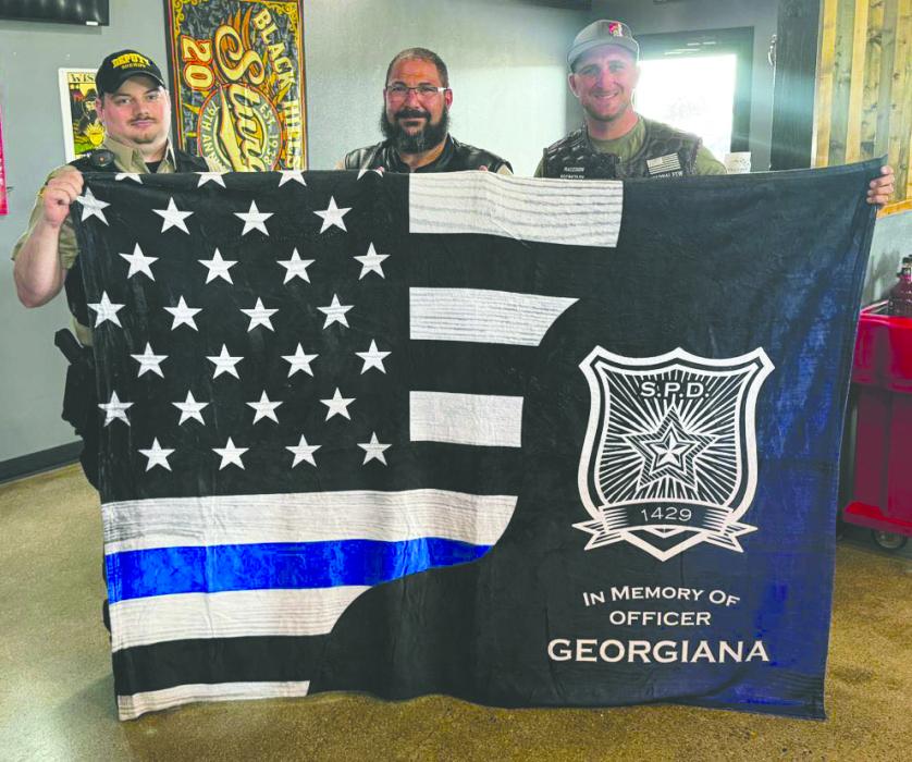 The Union County Sheriff’s Office received a generous donation of blankets from the Eternal Few LE/FF MC – Loess Hills chapter. Deputy Caleb Mohror, pictured here, accepted the blankets on behalf of the department, which will be distributed among patrol vehicles to support those in need during emergency response.