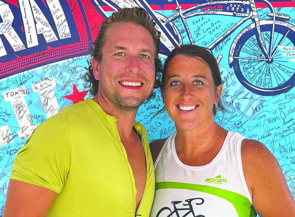 Josh and Laura McElroy, of Dakota Dunes, road from Milford, IA to Estherville, IA in RAGBRAI 2025.