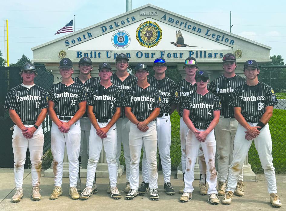 The DV senior legion baseball team played in the 2025 state tournament at the beginning of August. The event was held in Milbank, SD. Back row from left: Grady Ramos, Sterling Schauff, Will Schnabel, Jackson Shoulders, and Vincent Hoffman. Front row from left: Noah Graham, Jake Pick, Tate Cornelsen, Ethan Seaton, Jack Jones, and Jack Wiese. Submitted photo