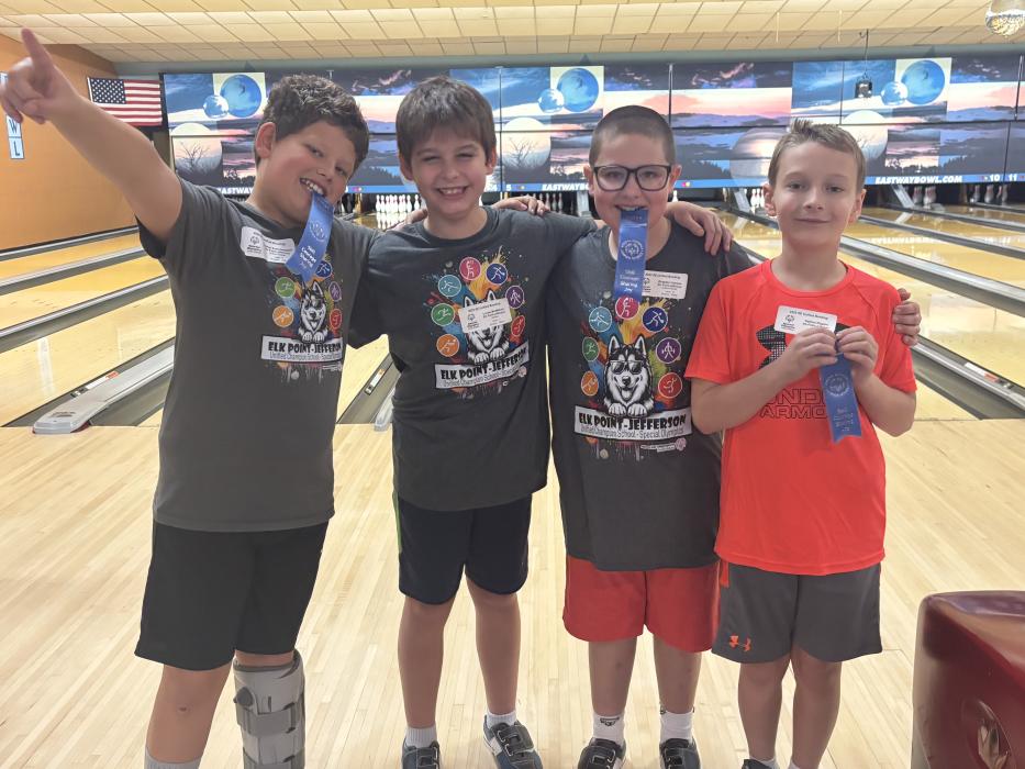 Those competing in doubles for the EPJ Special Olympics bowling contest, in Sioux Falls, on Sunday, October 12, 2025 did extremely well. Dashel Schonebaum and Lucas McMahan took 1st, as did the duo of Brayden Hansen and Nathan Rogers. From left: Dashel Schonebaum, Lucas McMahan, Brayden Hansen, and Nathan Rogers. Submitted photo