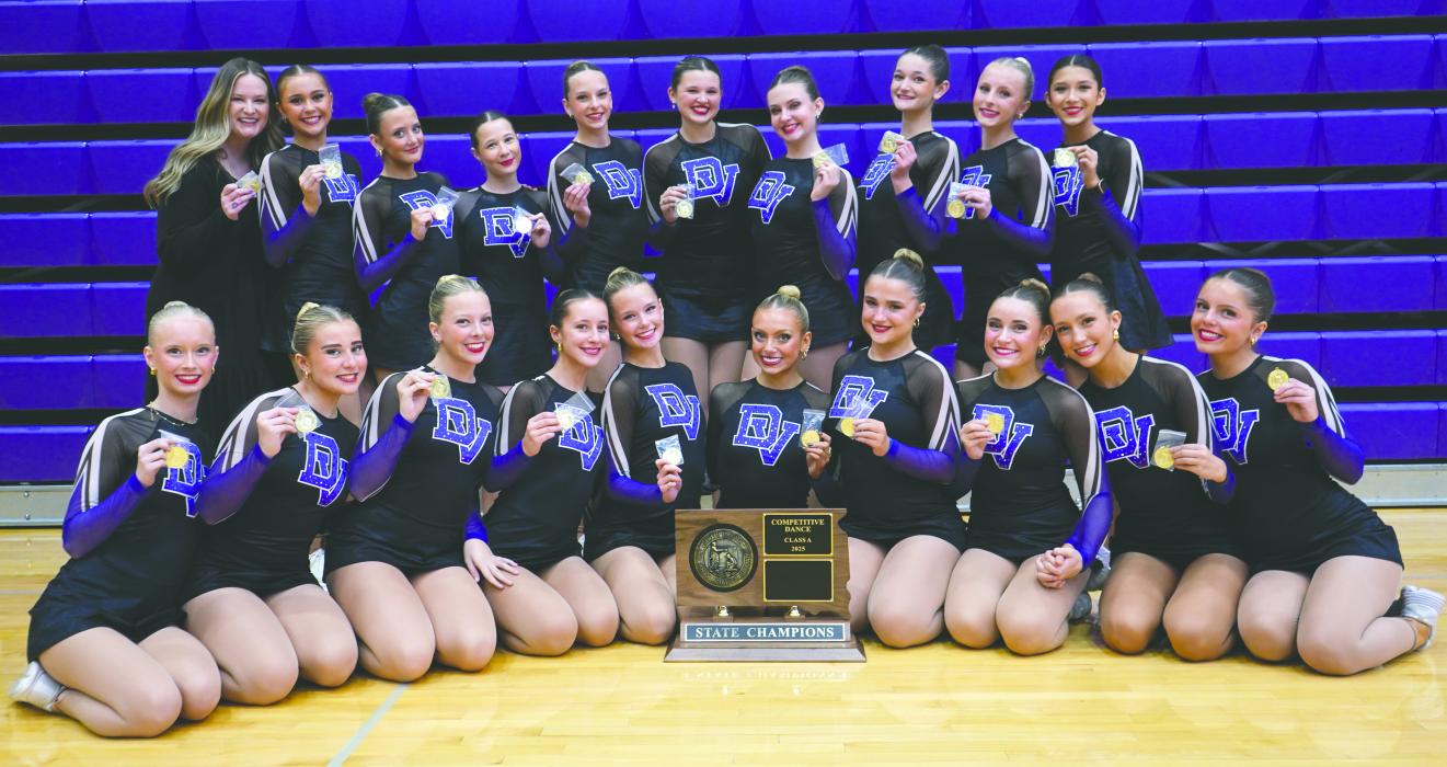 For the 16th consecutive season the Panther dance team was crowned Class A state champions. Back row from left: Coach Carey Baczwaski, Ashley Jelken, Elizabeth Avery, Alexis Bauer, Tina Daniels, Kyla Bacan, Kendall Koch, Jenna Burns, Vail Krage, and Alexis Harlan. Front row fron left: Adalie Major, Alexzandra Nelson, Cadence Irwin, Zahria de Beer, Marissa Loe, Josie Hall, Bridget Saltzman, Gracie Hamilton, Suri Uhl, and Isabella Burhoop. Photo courtesy of SDPB