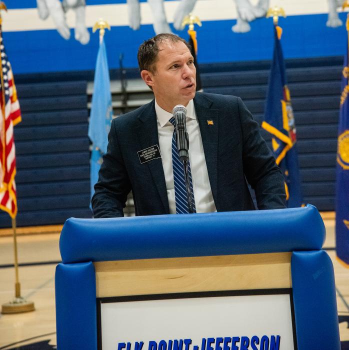 Representative Chris Kassin from the South Dakota Legislature spoke at EPJ’s Veterans Day Program on Nov. 11, 2025.