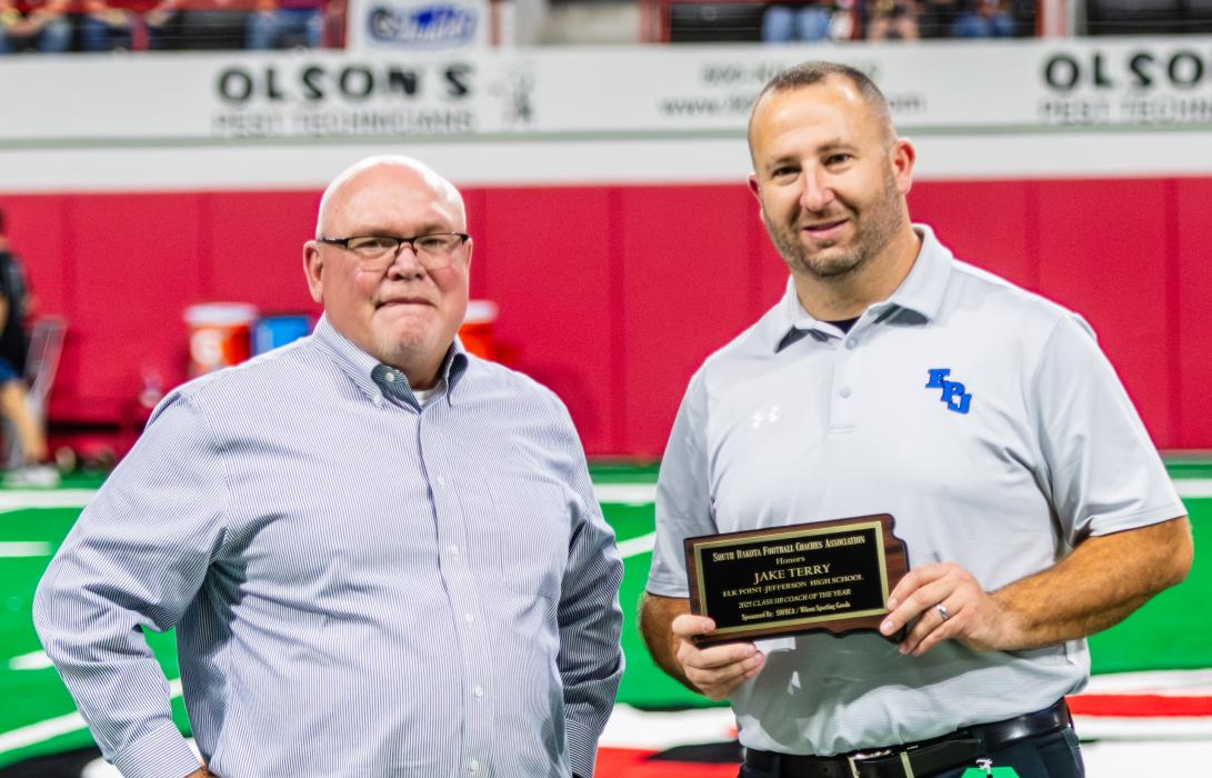 Coach Jacob Terry was named the Class 11B Coach of the Year, for 2025, by the South Dakota High School Coaches Association. Photo by Peterman Sports Photography • stevepeterman5@gmail.com
