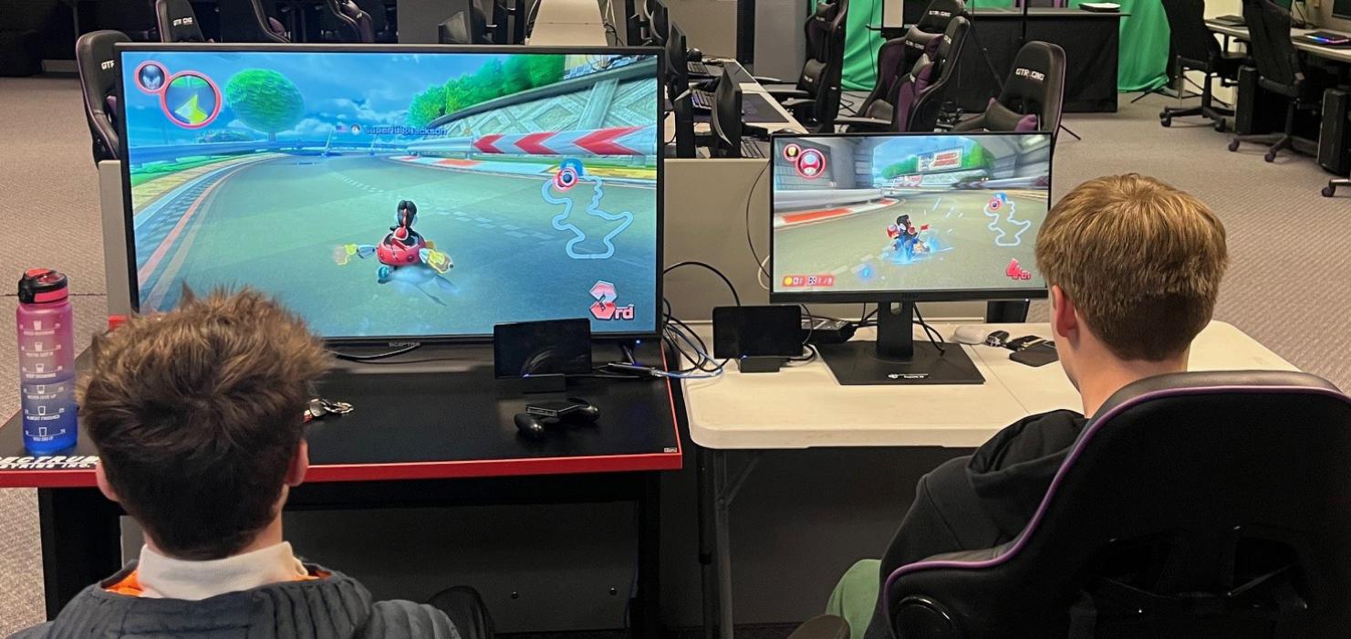 Ben Phillips and Asher Pfeifer compete in Mario Kart during Week 7 of the South Dakota esports season. Submitted photos