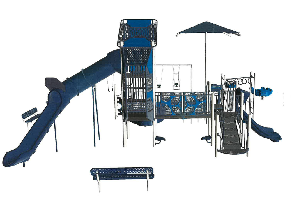 A concept rendering shows the new playground planned for Lions Park in Elk Point, S.D. The project, funded in part by a $102,740 state LWCF grant awarded in December 2025, is scheduled for construction this spring. Final colors may change as the design is completed. Submitted graphic
