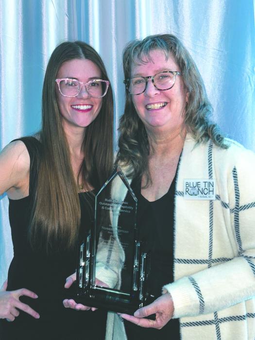 On January 22, 2026 the Ruth Ziolkowski Outstanding Hospitality &amp; Customer Service Award was presented to Noreen Jorgensen. She is seen here with her trophy and her oldest daughter. From left: Kelley Jorgensen and Noreen Jorgensen. Submitted photo