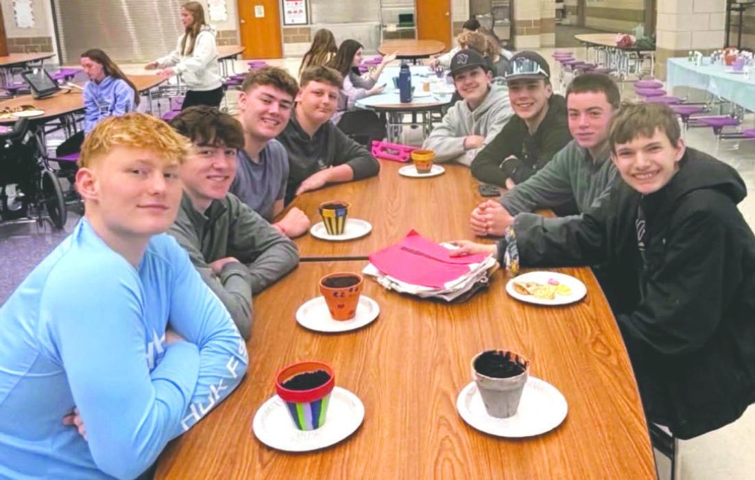 In March, DV's Best Buddies Program held a pot painting event at the school with many Panthers getting involved. Clockwise from L-R: Tyce Emrich, Cash Slater, Seth Reinhardt, Logan Brandon, and Breckyn Gonzalez, Jacon Long- Run, Atticus Slater, and Nate Jessen. Submitted photo