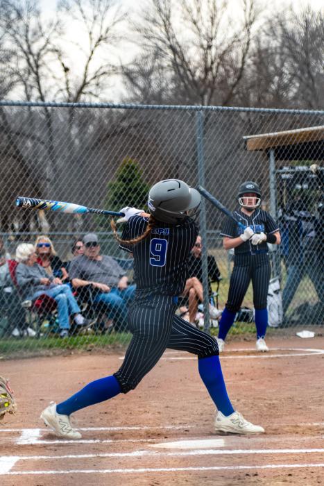 Laney Trometer hit a lead-off home run for EPJ in their home game versus Vermillion. Photo by Peterman Sports Photography • stevepeterman5@gmail.com