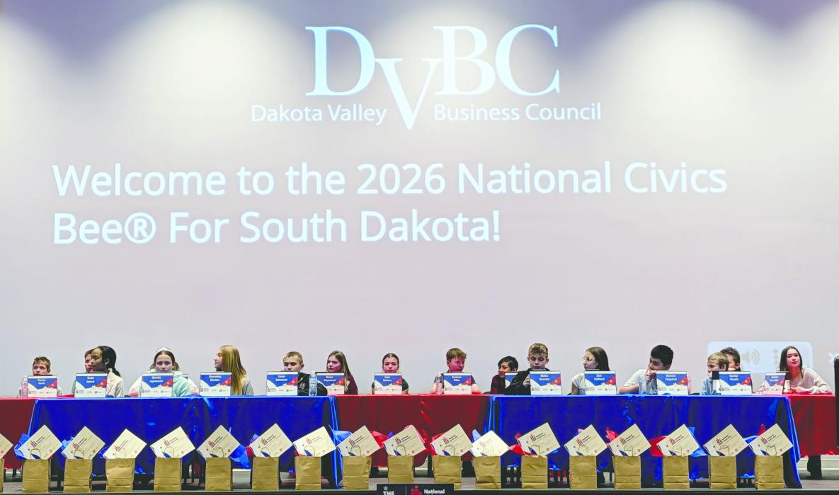 Several DV 6th graders took the stage to compete in the South Dakota Civics Bee, on April 7, 2026, at the RE/MAX City Centre. Photo by Kelly Riibe • times2reporter@gmail.com