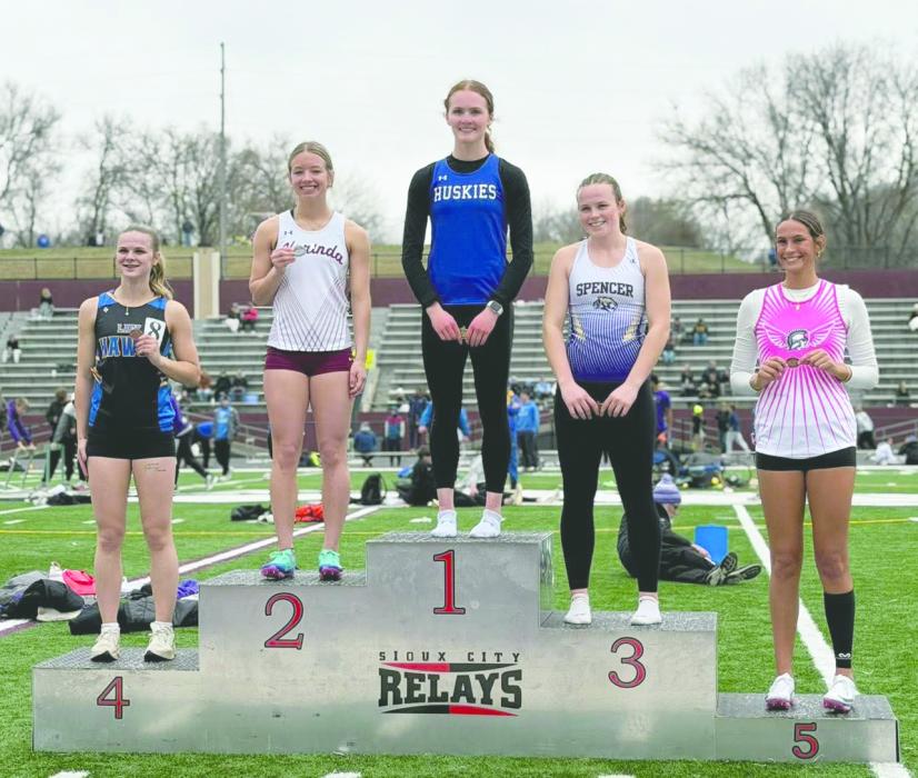 Elk Point-Jefferson senior Lauren McDermott claimed 1st place in the 400m hurdles at the 2026 Sioux City Relays. She also broke the Husky school record with her time of 1:07.07. Photo by Kelly Riibe • times2reporter@gmail.com