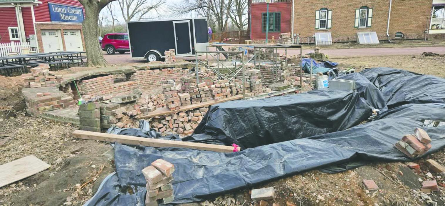 Restoration work continues on the historic beehive brick kiln on the Murtha property in Elk Point in April 2026. The Union County Historical Society is repairing the 19th‑century structure with funding from the Fern Chicoine estate. Submitted photo