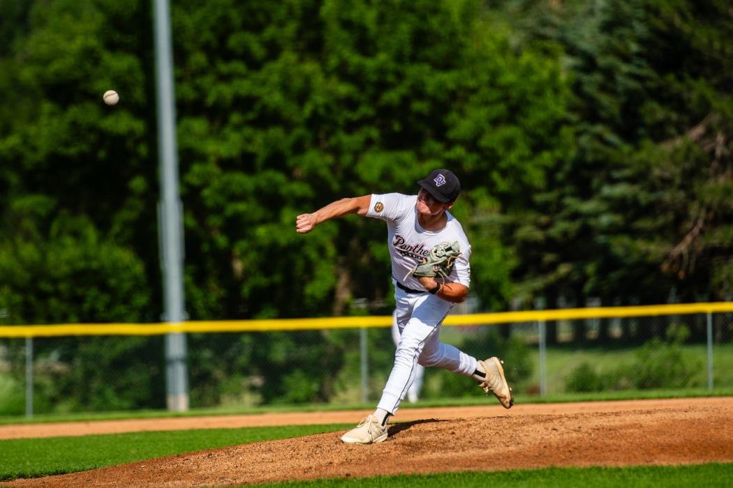 Noah Graham struck out 6 batters while on the mound on July 9, 2026. Photo by Peterman Sports Photography • stevepeterman5@gmail.com