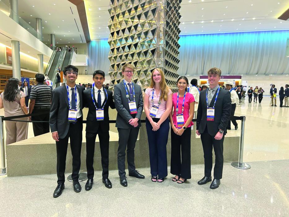 The 2026 FBLA National Leadership Conference took place in San Antonio with the following DV students in attendance from left: Yahya Luqman, Kshitij Patil, Asher Pfeifer, Teagan Meyer, Alexis Harlan and Linken Johnson. Submitted photo
