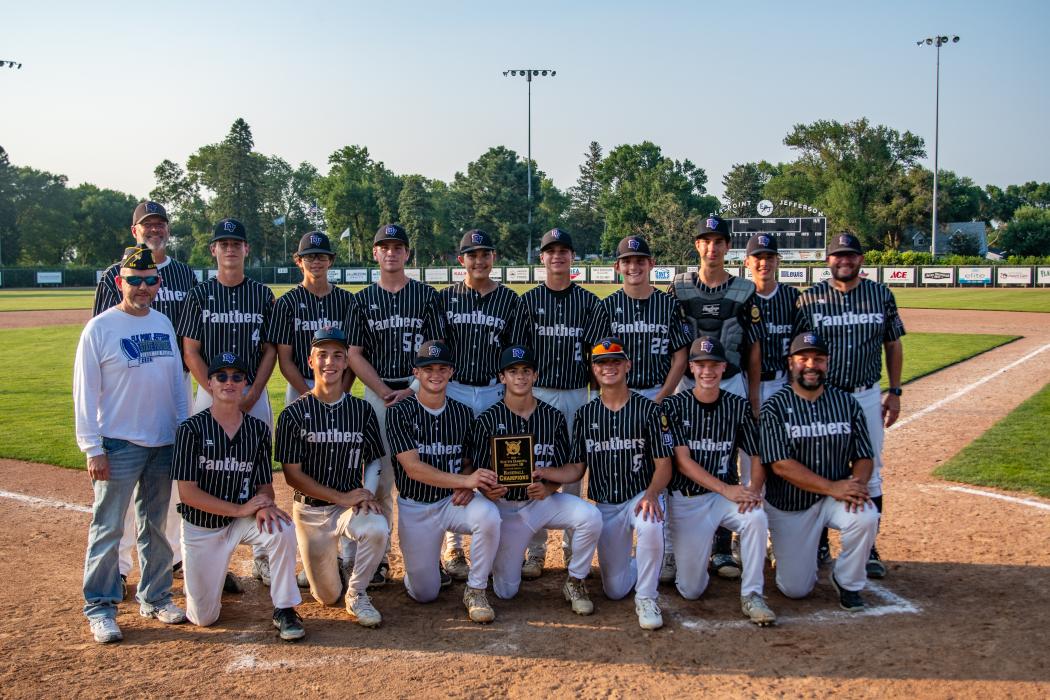 Dakota Valley’s junior legion roster went undefeated in regional play to advance to the state tourney which starts on August 7, 2026. Front Row kneeling (L-R): Cason Van Diemen, Jacob Long-Rud, Tyler Kloucek, Cam Curry, Drake Vondracek, Will Galles and Coach Joe Vondracek. Back Row standing (L-R): Legion representative, Coach Paul Bruns, Matthew Bryan, Evan Limbeck, Vaughn Hoffman, Breckyn Gonzalez, Aaron Bruns, Braylon Worden, Andrew Scott, Kale Hamilton and Coach Mike Galles.                              
