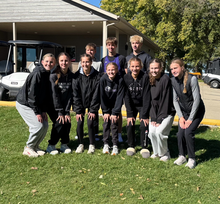 Dakota Valley’s varsity cross country teams turned in strong performances at the Region 3A meet Oct. 16. The Panther girls qualified as a team for the state meet, while three boys also advanced individually. Back row, from left: Declan Huber, Collin Goosmann and Jamison Gould. Front row, from left: Jaycie Rush, Ella Greene, Callie Bourne, Rita Norby, Kaitlyn Daschel, Marlee Olsen and Alex McCullough. Submitted photo