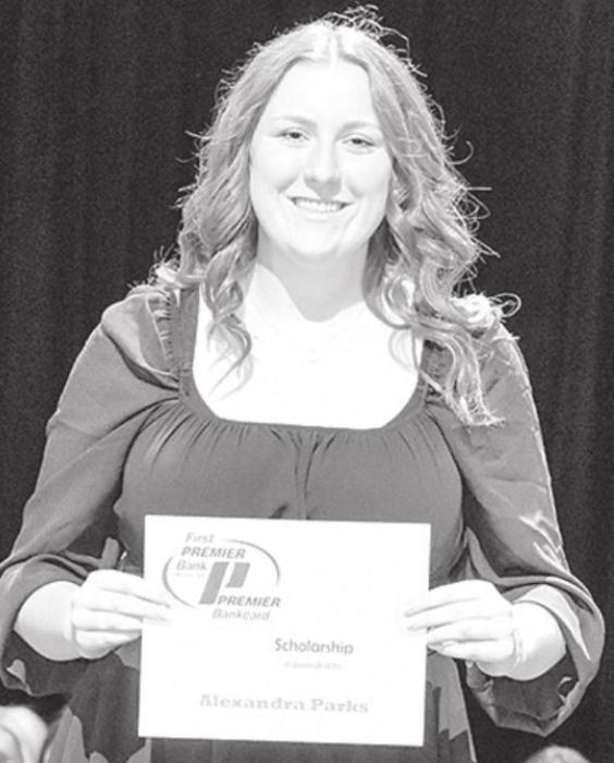 Alexandra Parks was awarded the First PREMIER Bank/PREMIER Bankcard Scholarship, the Clay-Union Foundation Scholarship and the Christiansen Family Foundation Scholarship.