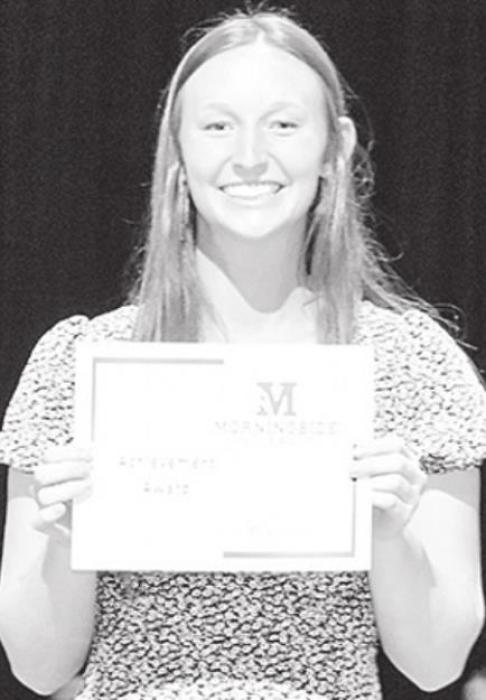 Ellie Wiese received the Achievement and Sioux City Career Academy Visit awards, the Travel Visit Grant and the Athletic and Dean scholarships to Morningside University. She also received the United Methodist Higher Education Foundation Dollars for Scholars.
