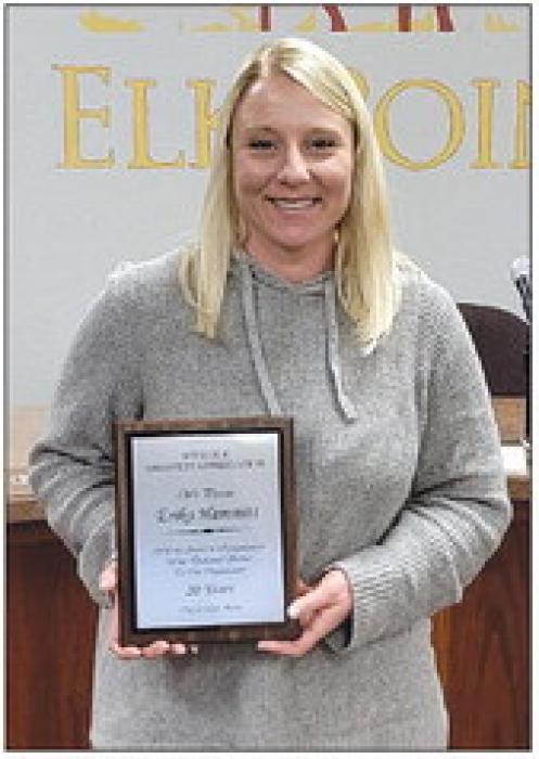 Erika Hammitt was recognized for 20 years of service to the City of Elk Point.