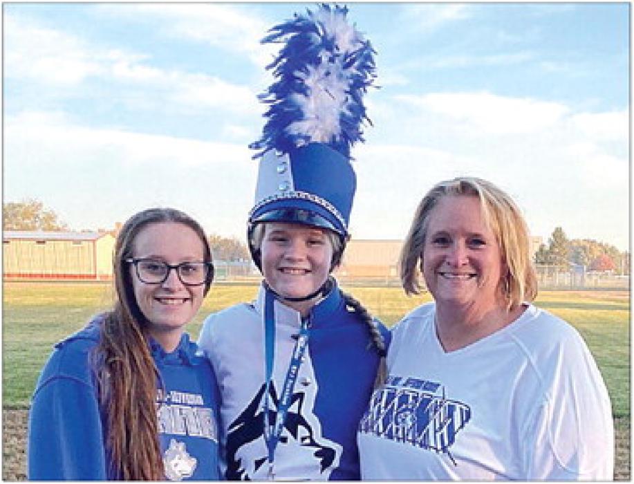 Sydney (2019), Aubrey (2022) and Sherri Bousquet (1987) have all been drum majors for the Elk Point and Elk Point-Jefferson marching bands. Submitted photo