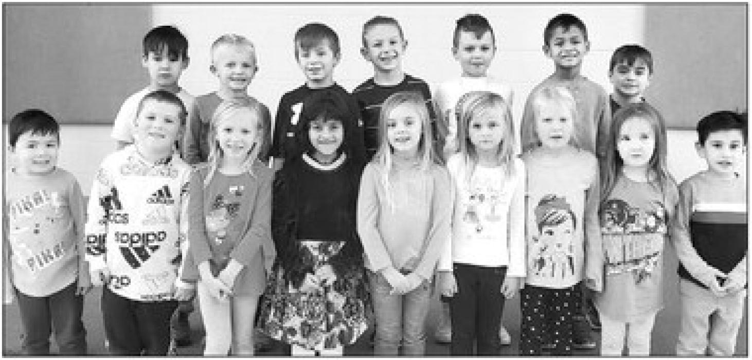 Maloney’s November MVPs in the JK/Kindergarten classes are, front from left, Miles Labios, Ayse Bonstead, Dakota Pearman , Akshja Gupta, Kenna Krumvieda, Olivia Zellmer, Nora Dybsetter, Kora Amelung and Ali-Reda Ossaily; and back, Johnathan Tassler, Aiden Chochon, Drew Delperdang, Donald Hallmark, Dean Collins, Phoenix Cole and Brandon Madden. Submitted photo